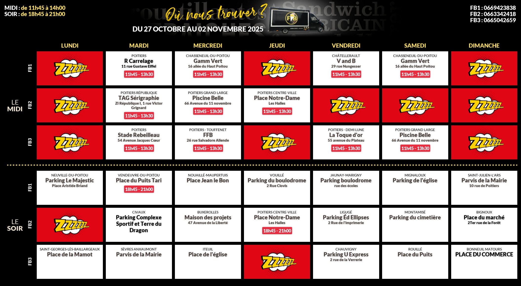 Emplacements pour la semaine 161