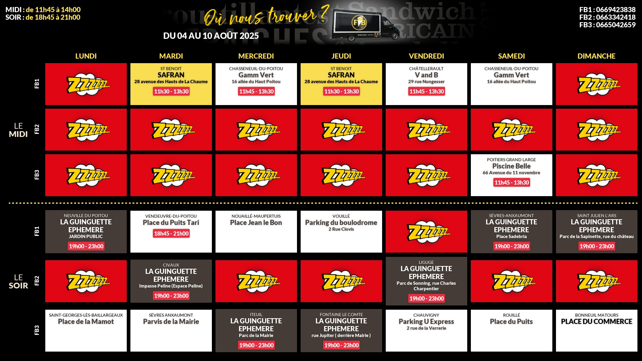 Emplacements pour la semaine 146