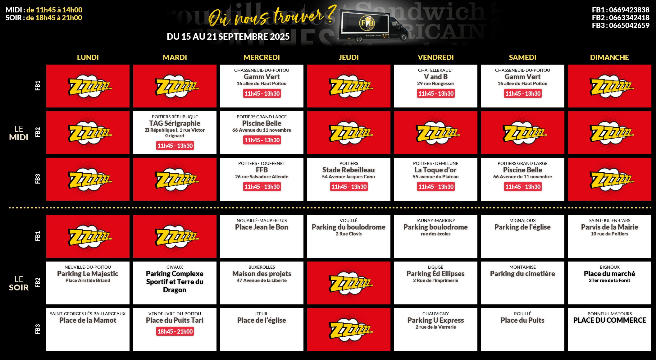 Emplacements pour la semaine 152