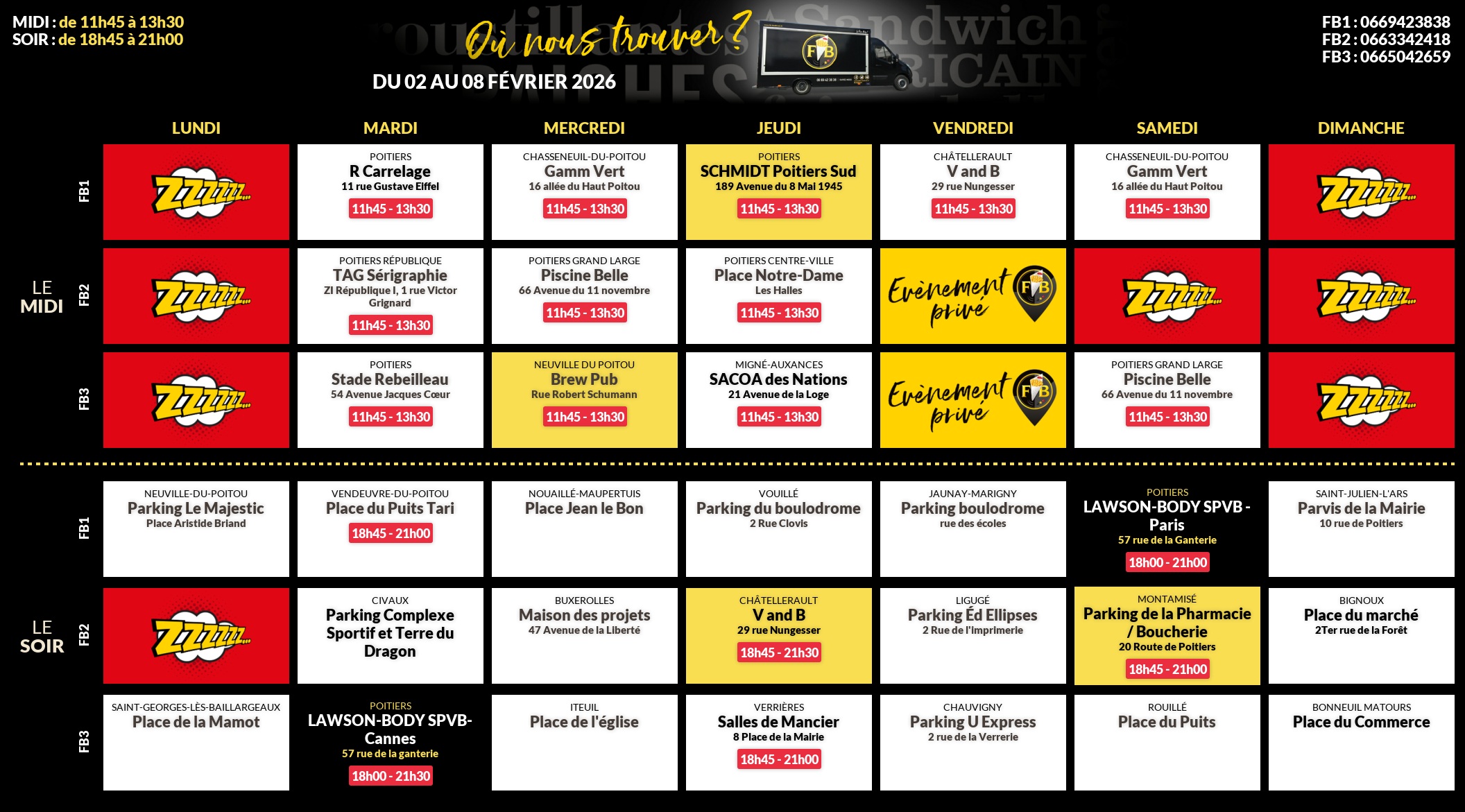 Emplacements pour la semaine 178