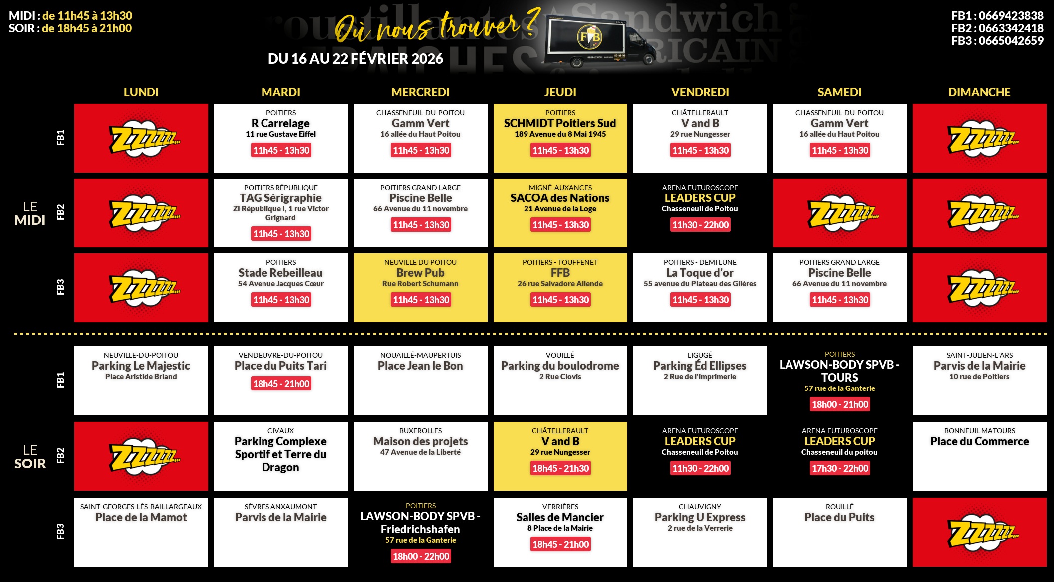 Emplacements pour la semaine 180