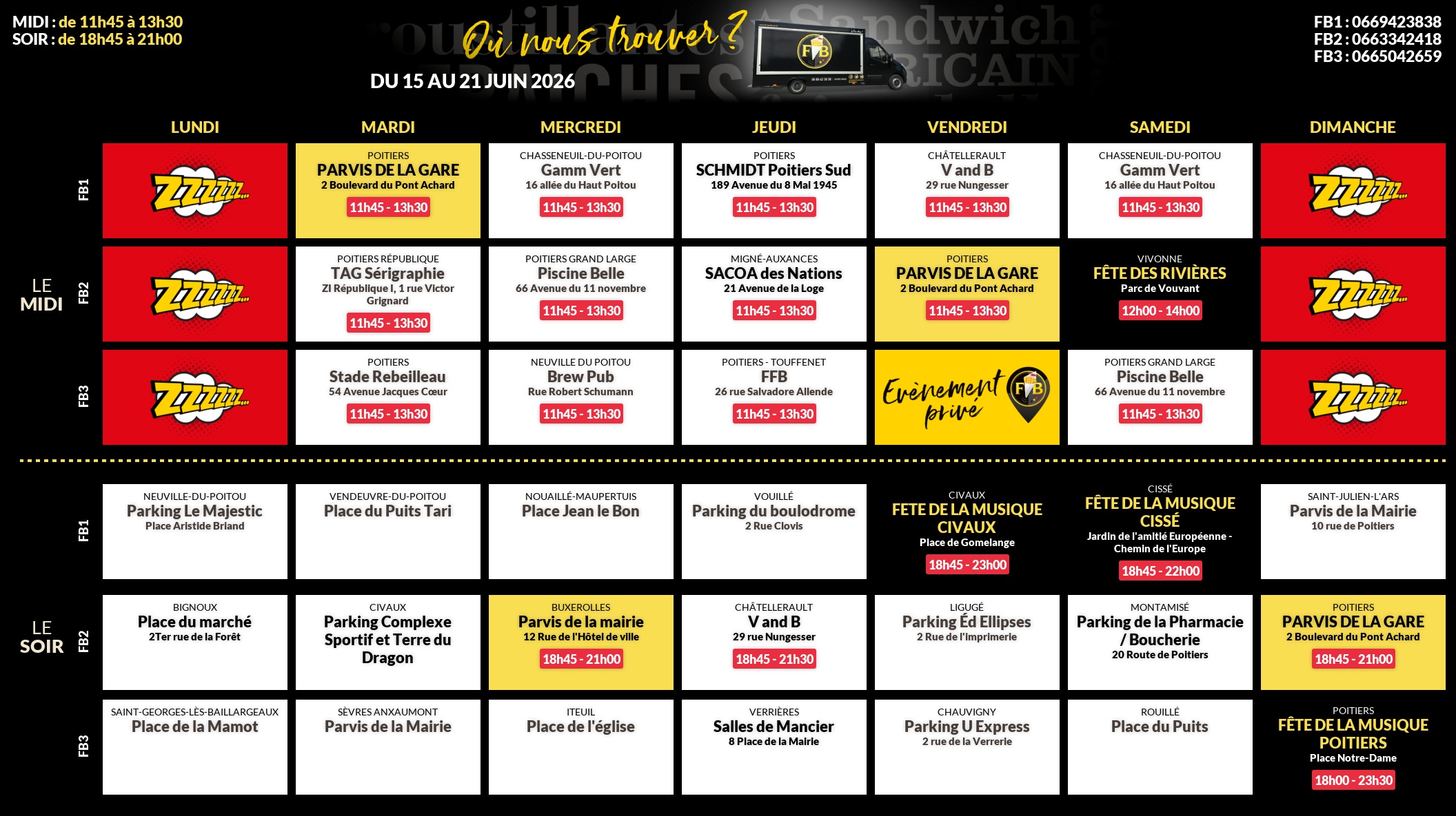 Emplacements pour la semaine 198