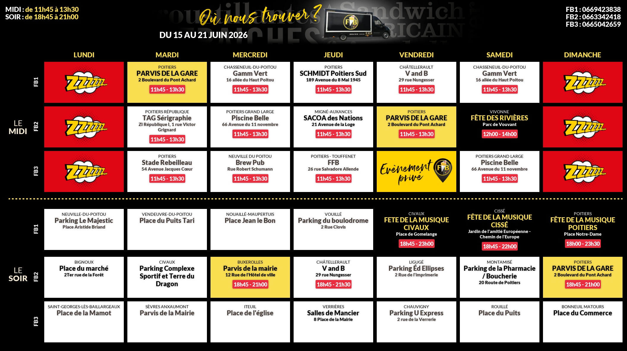 Emplacements pour la semaine 198