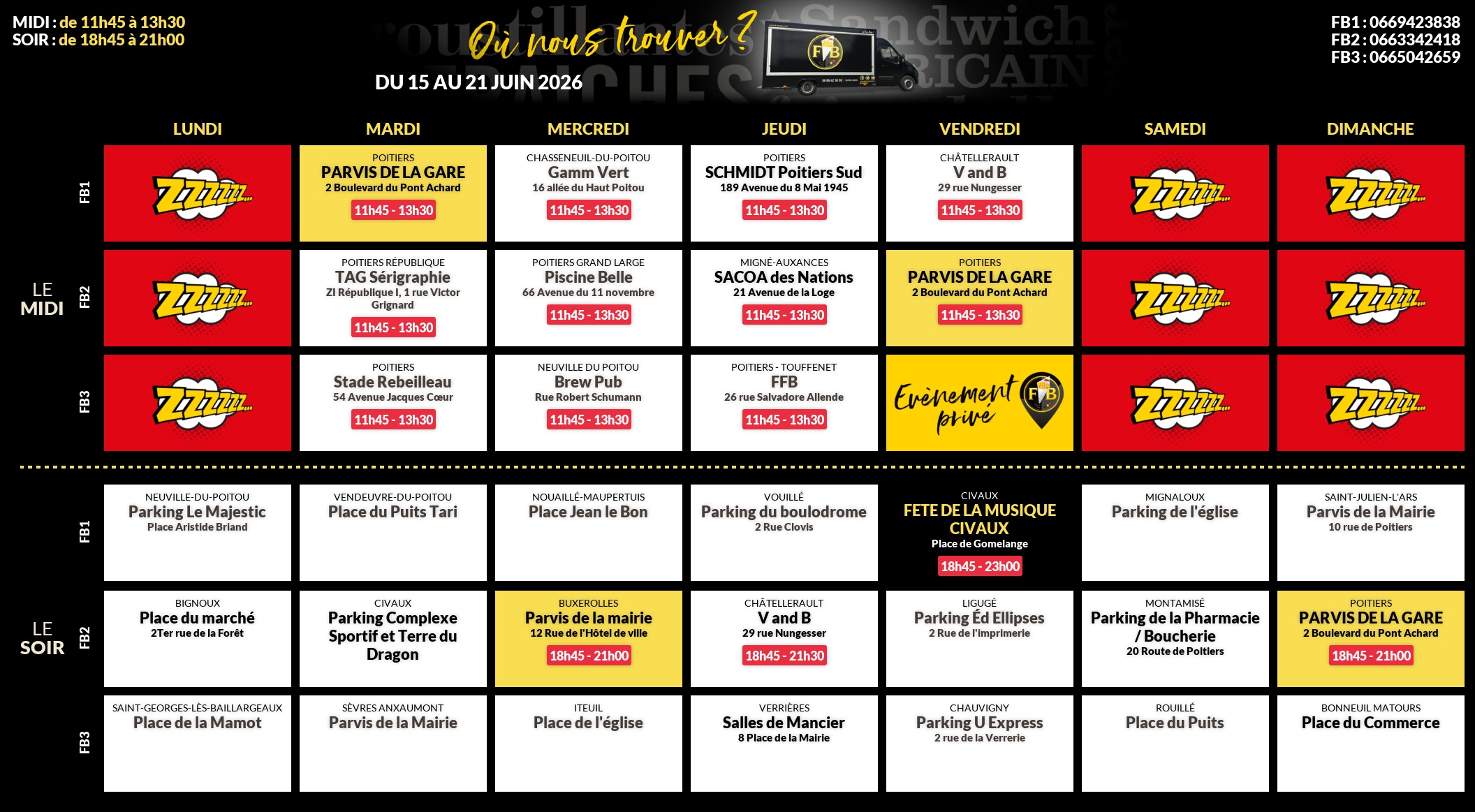 Emplacements pour la semaine 198