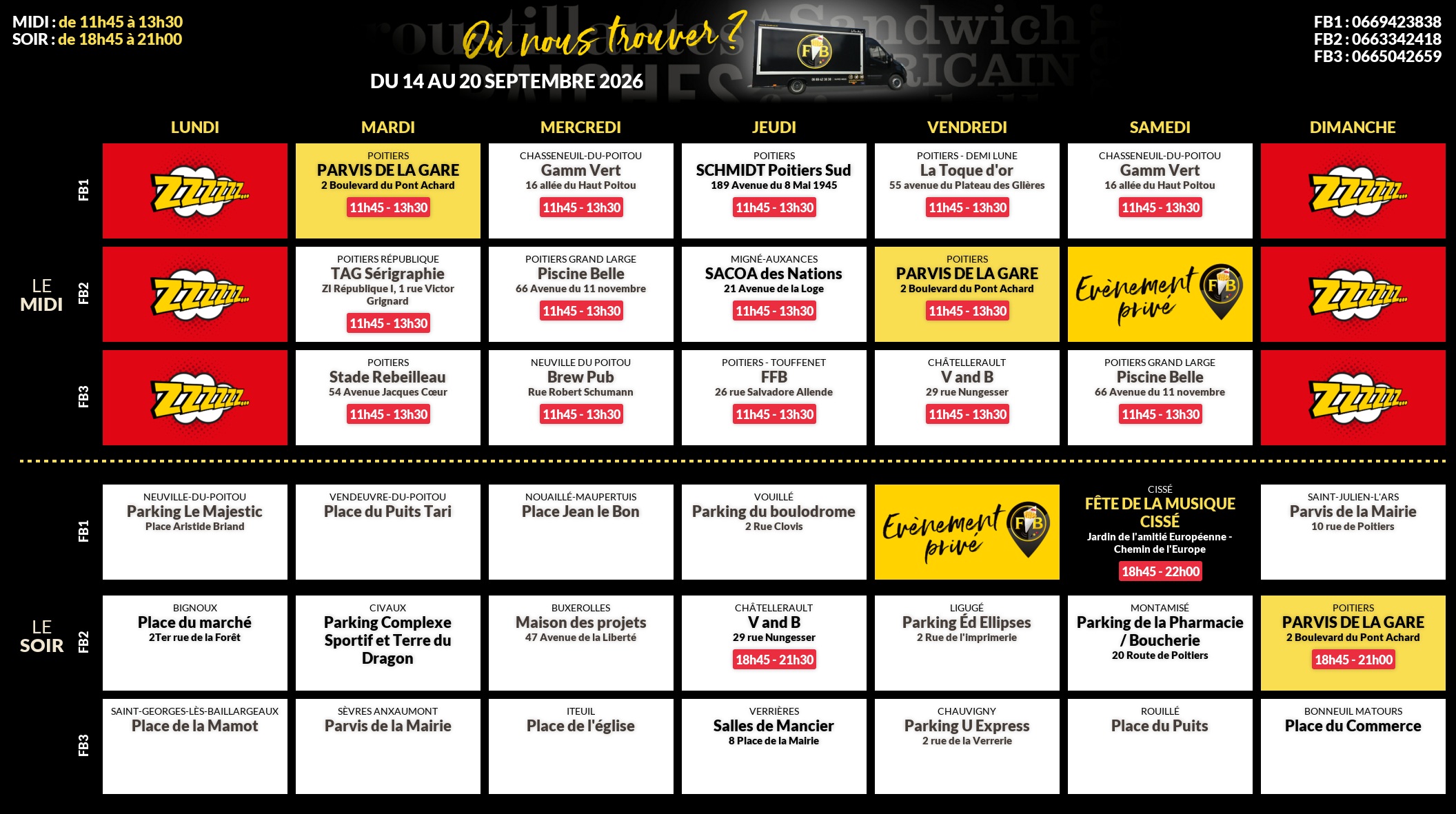Emplacements pour la semaine 214