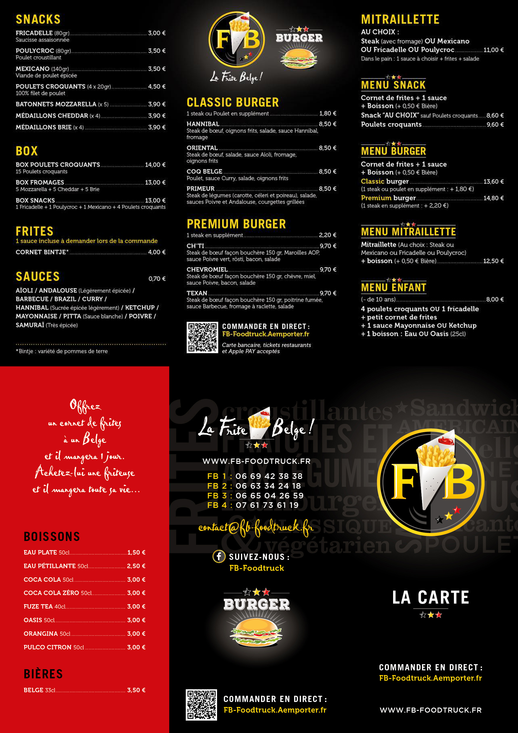 La carte de la Frite Belge
