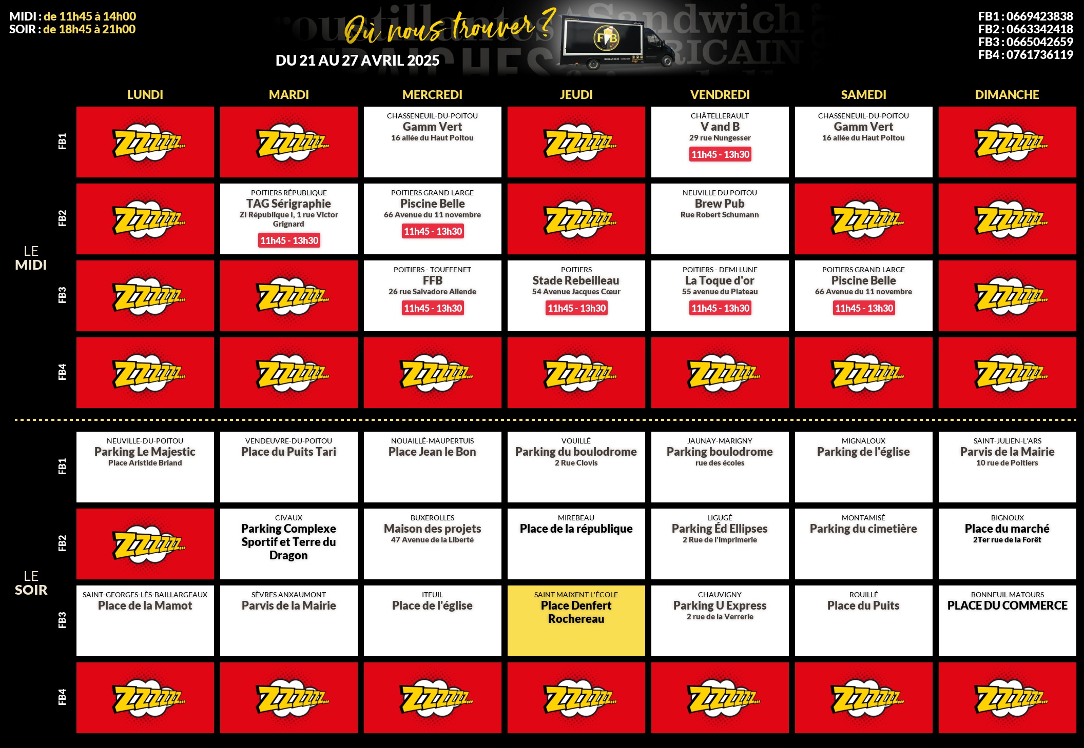 Emplacements pour la semaine 129