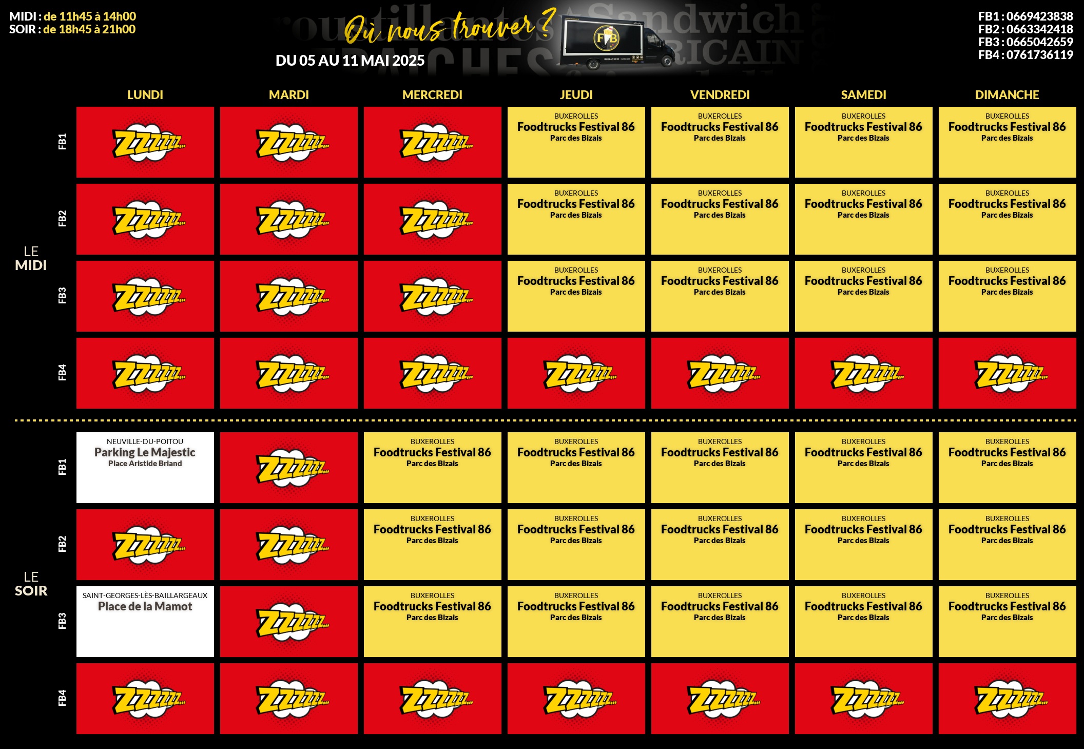 Emplacements pour la semaine 132