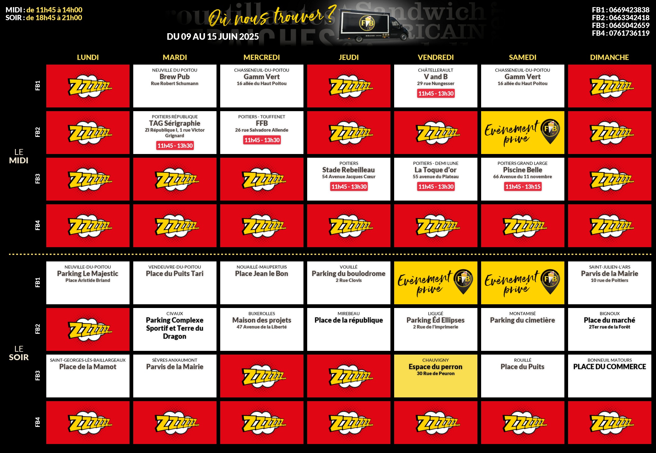 Emplacements pour la semaine 138