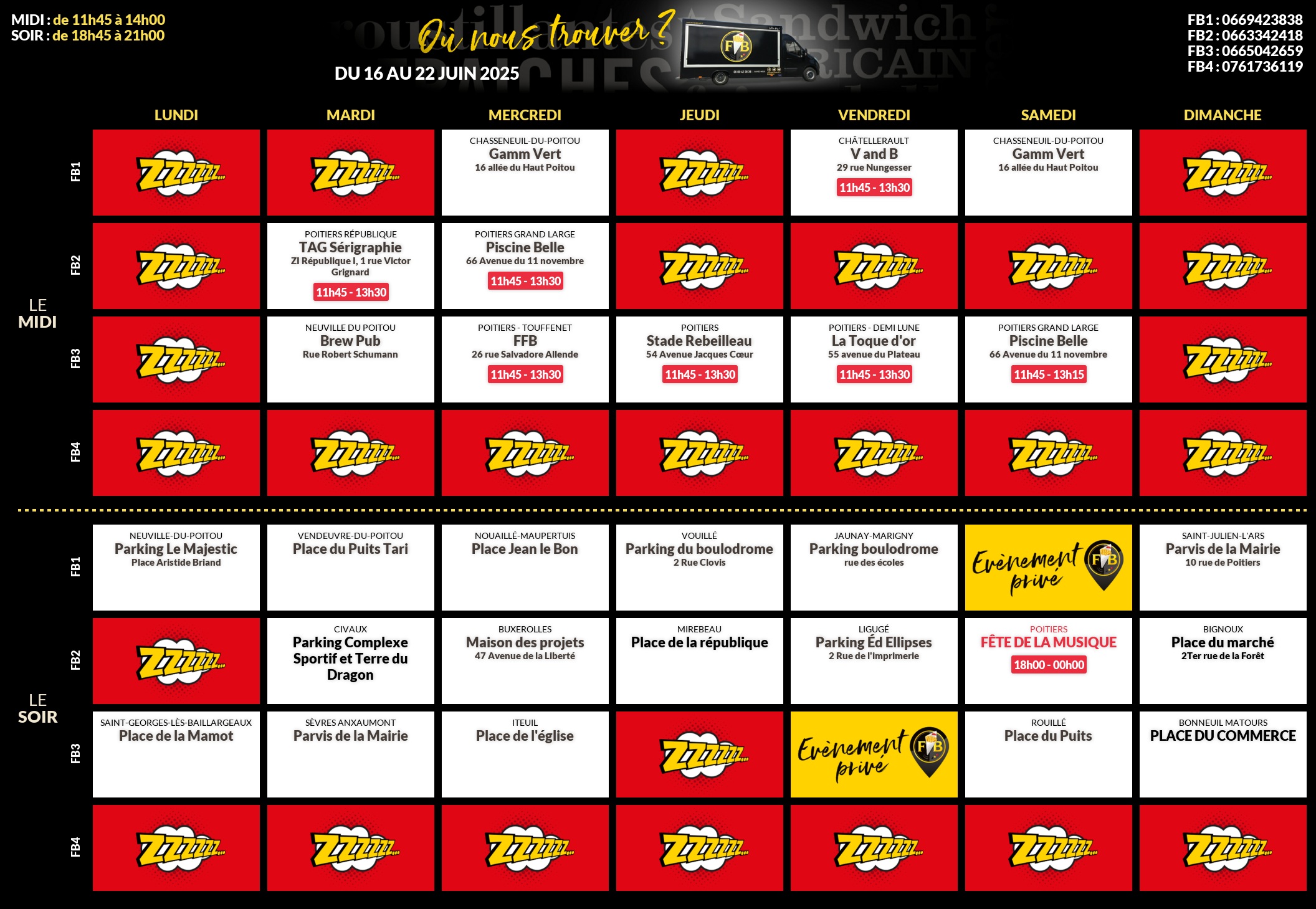 Emplacements pour la semaine 139