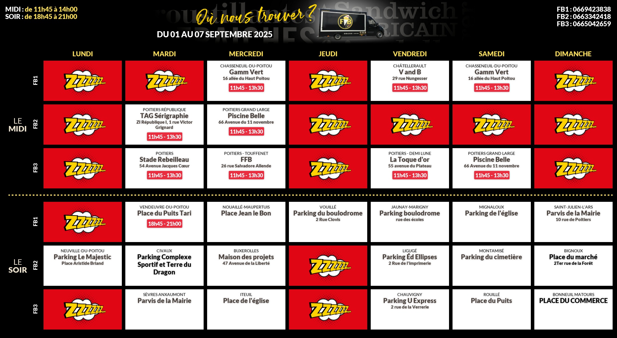 Emplacements pour la semaine 150