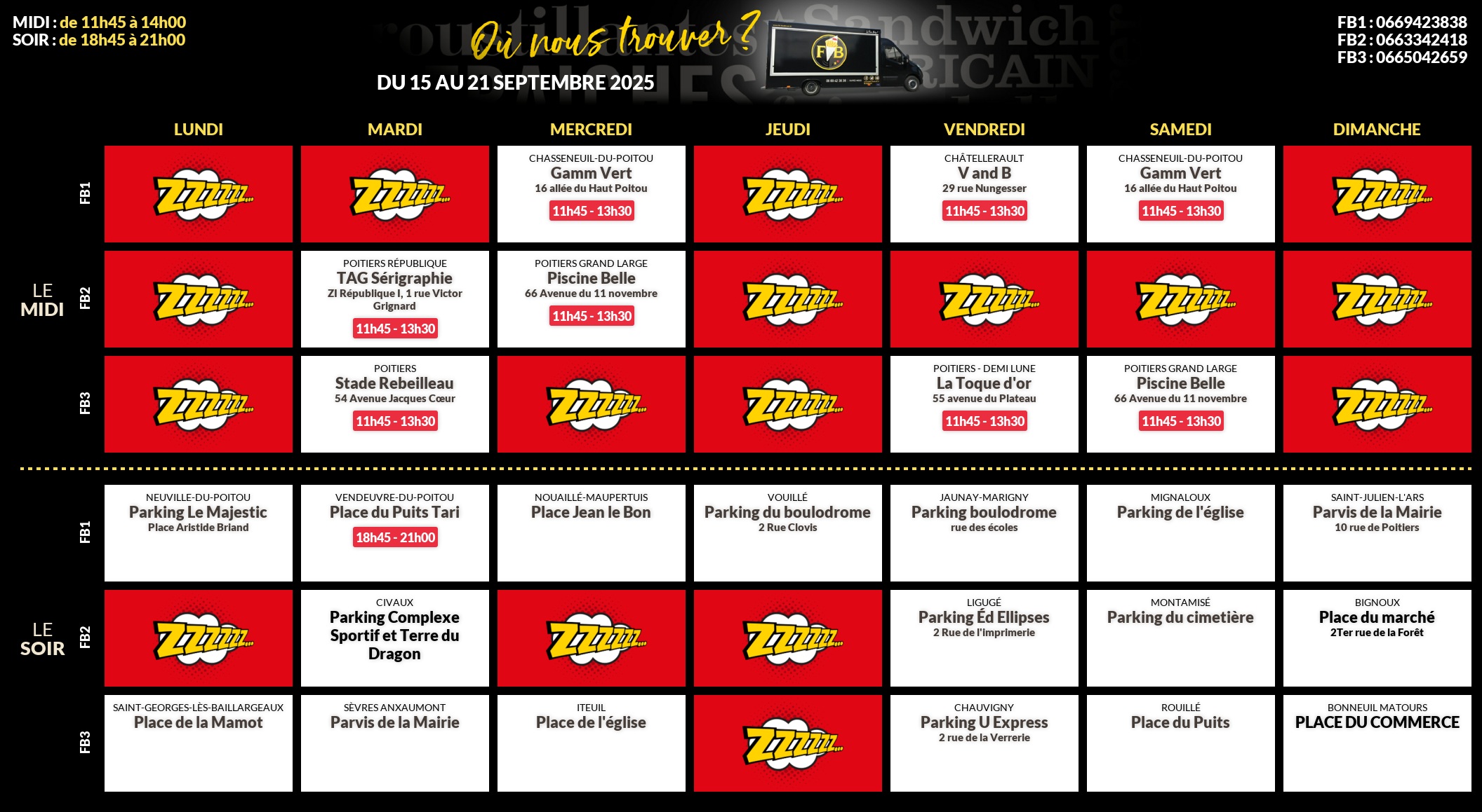Emplacements pour la semaine 152