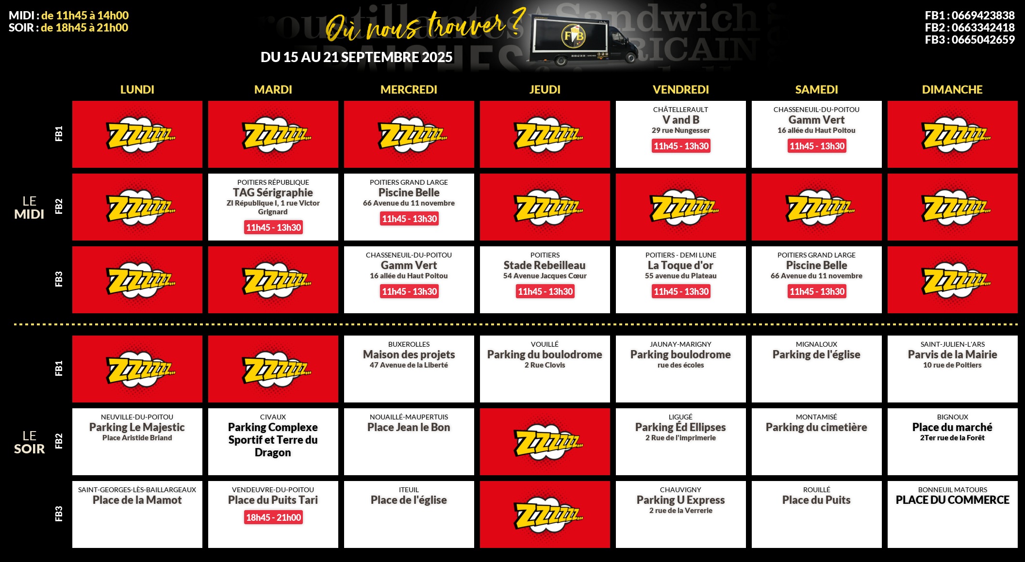 Emplacements pour la semaine 152