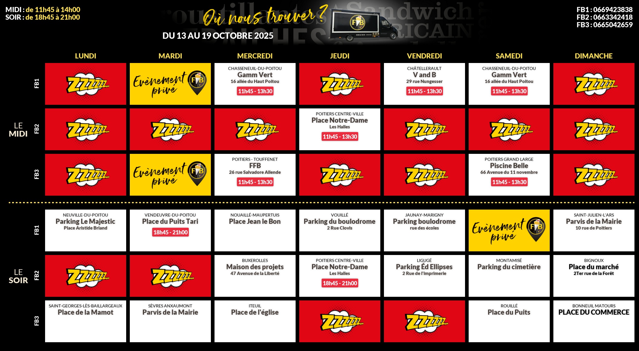 Emplacements pour la semaine 159