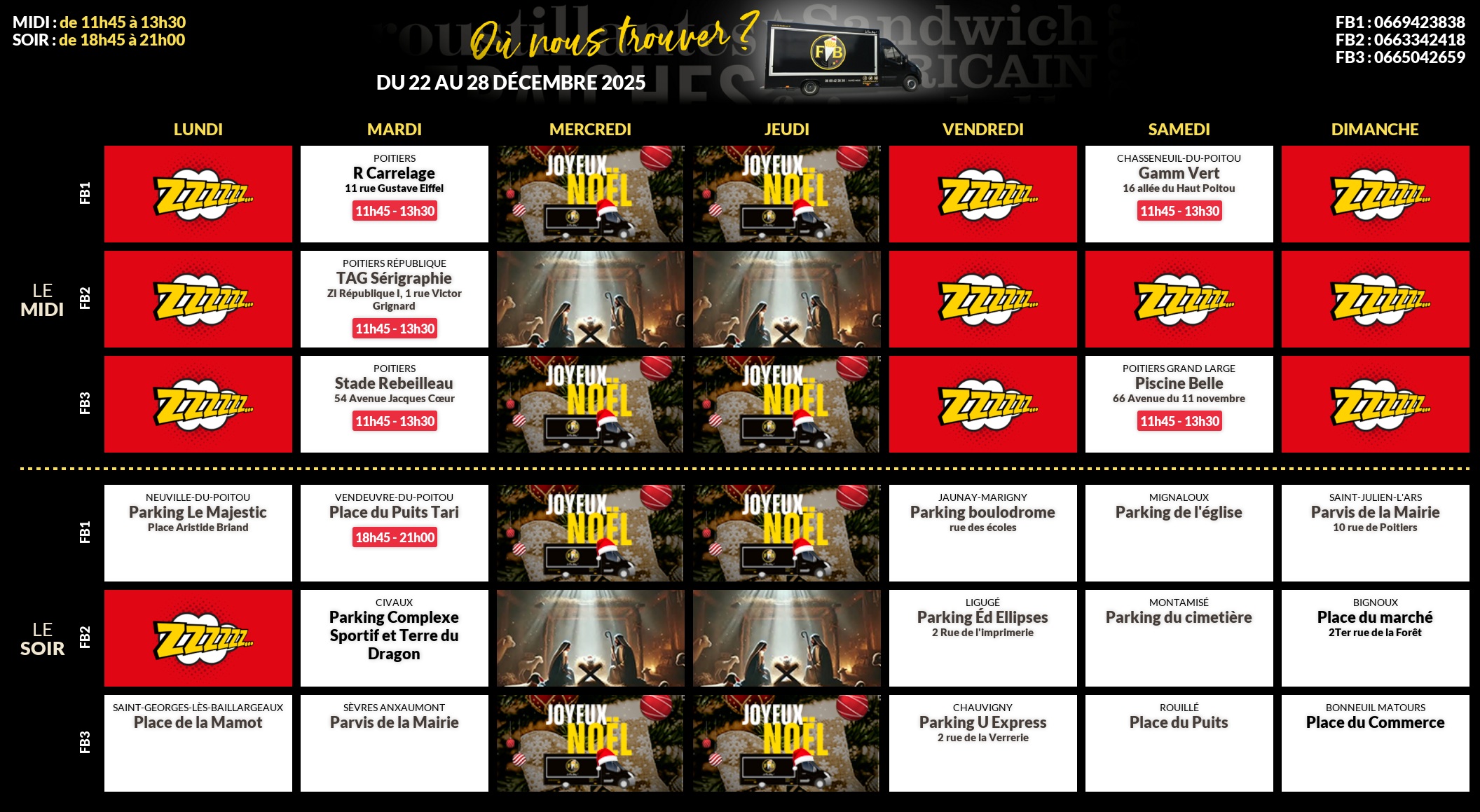 Emplacements pour la semaine 172