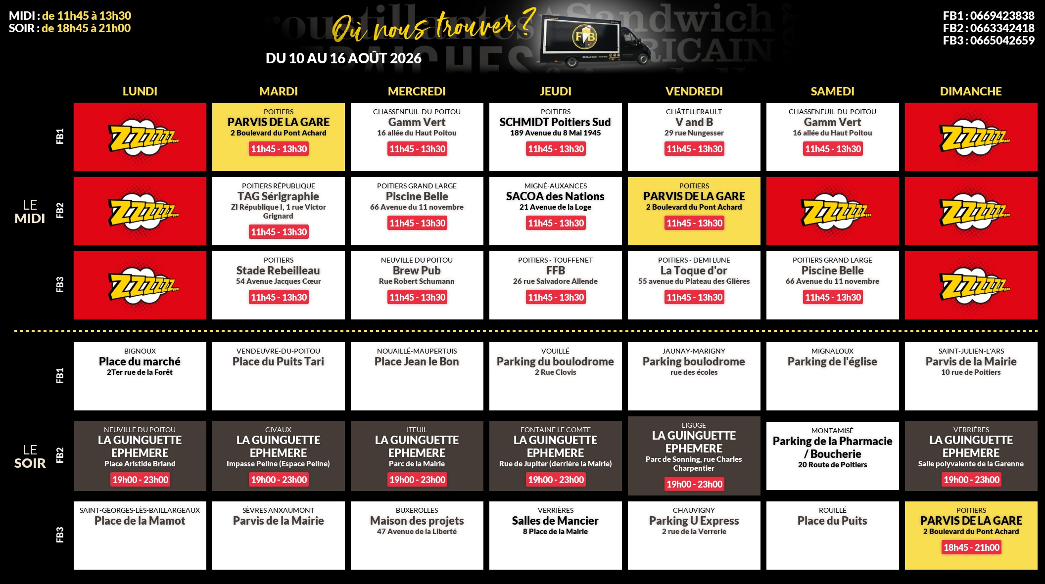 Emplacements pour la semaine 209